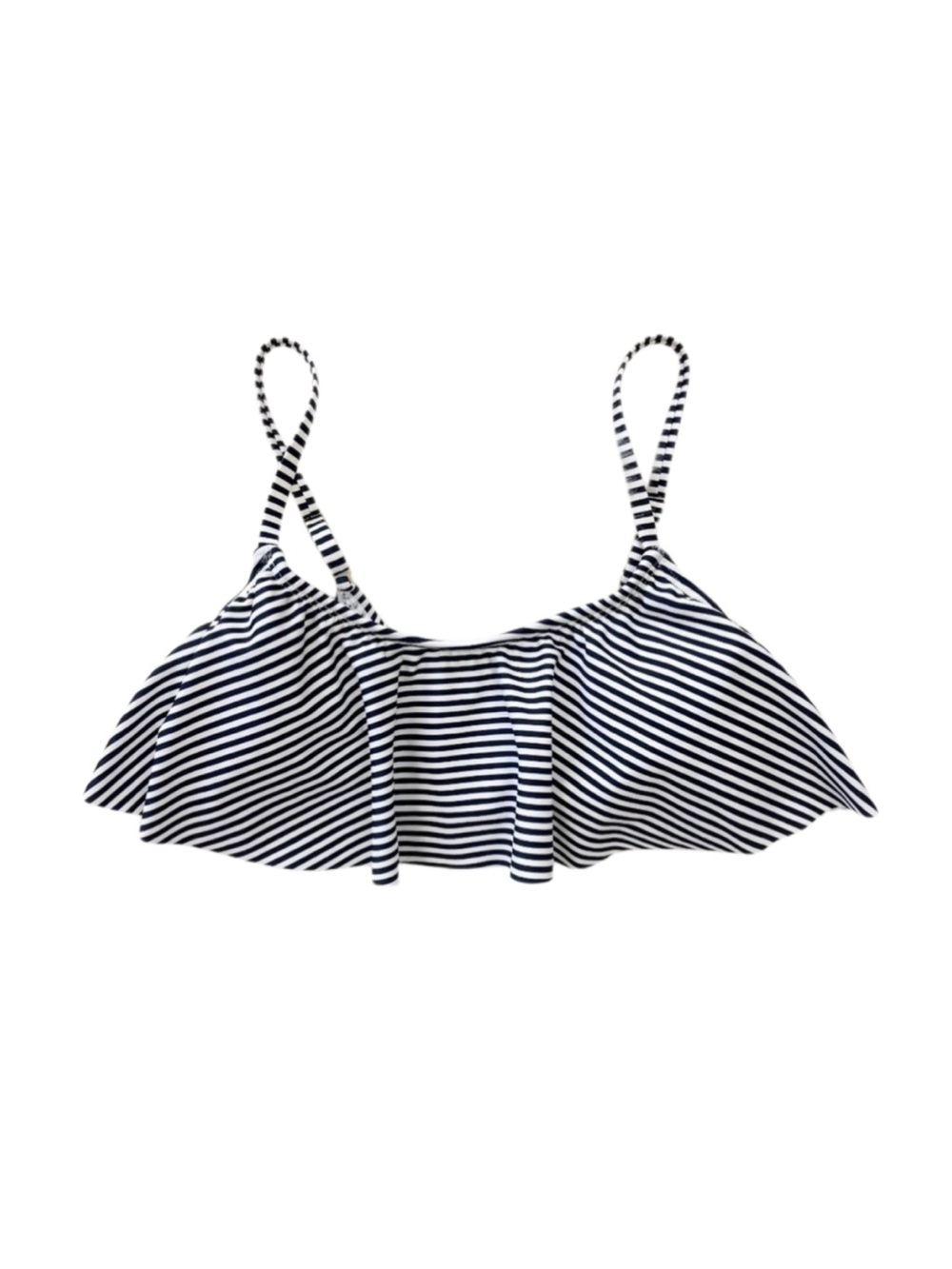 Xhilaration Striped Flounce Ruffle Bikini Top Navy Blue White Size Medium